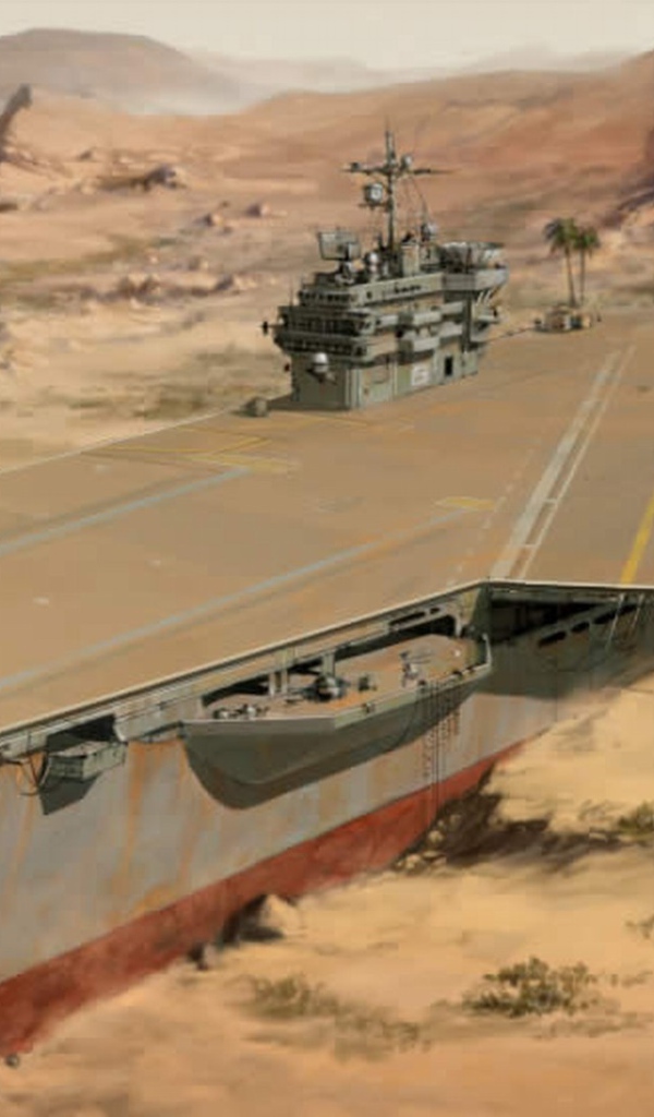 Авианосец в пустыне после засухи