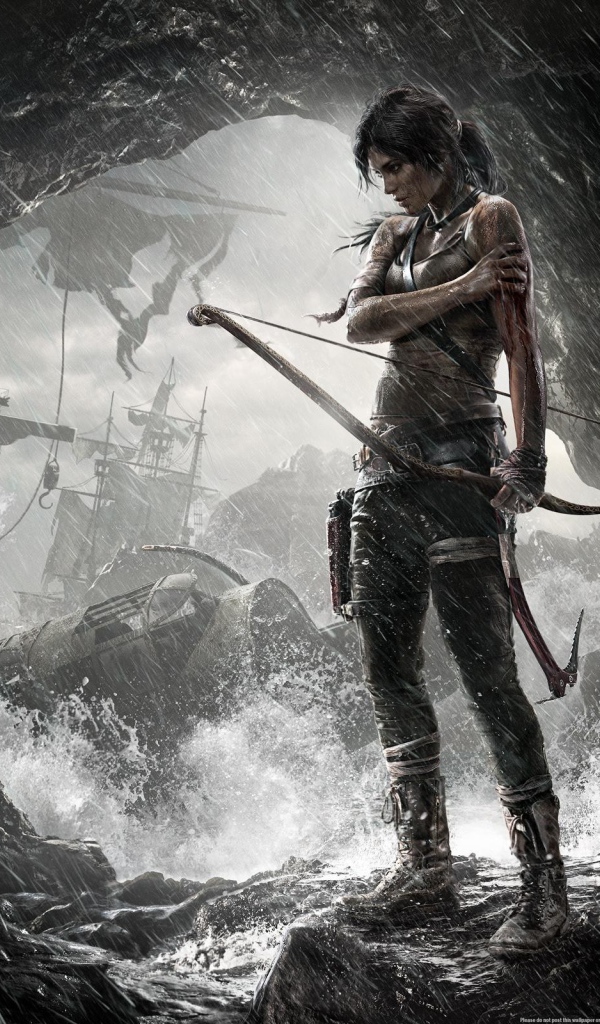 Лучница среди брызг в пещере