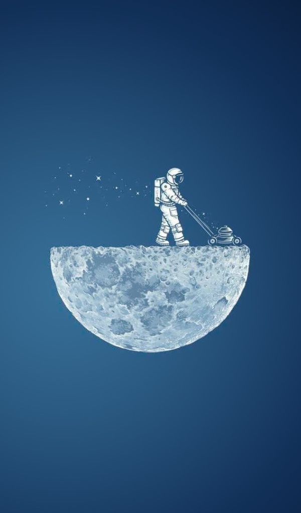 Астронавт с лунокосилкой