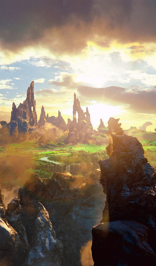 Воздушный шар летит над скалами