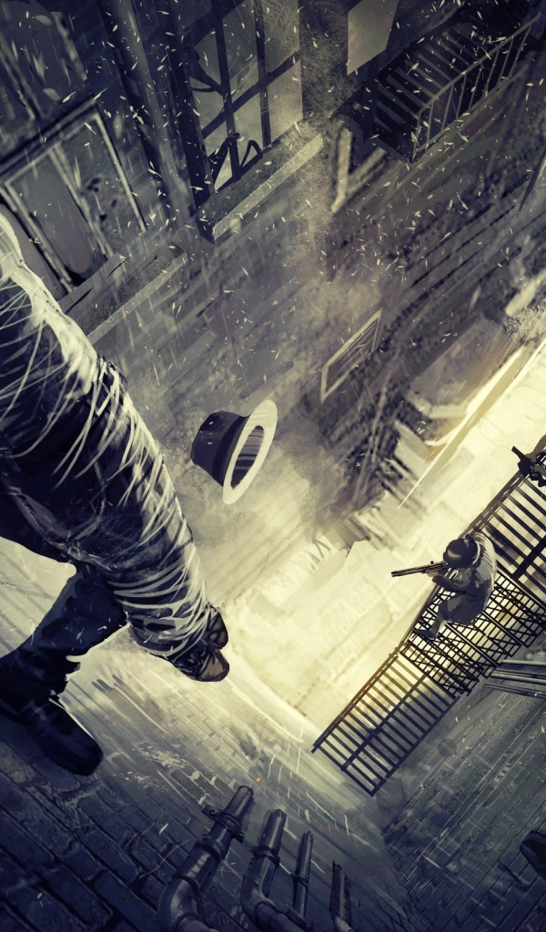 Черный Человек паук на стене