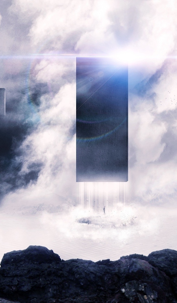 Блоки с надписями парят в воздухе