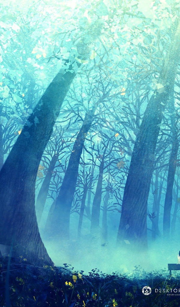 Синяя дымка в лесу