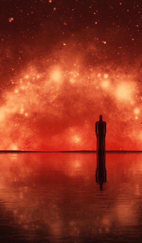 Совет мудрецов на фоне красной звездной системы