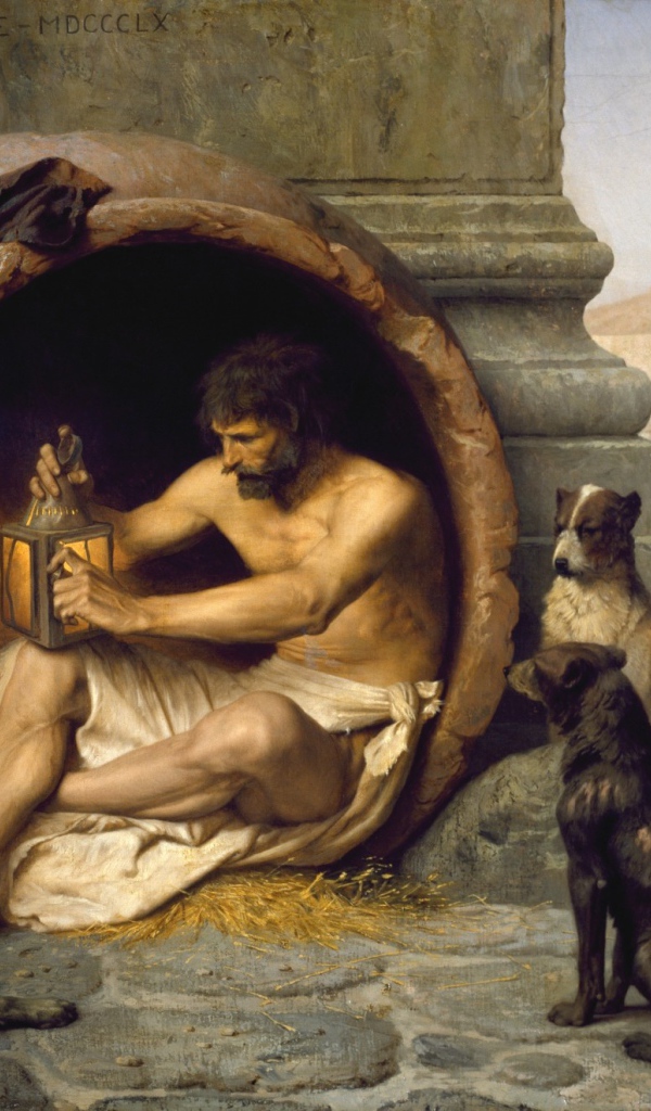 Диоген сидит в бочке