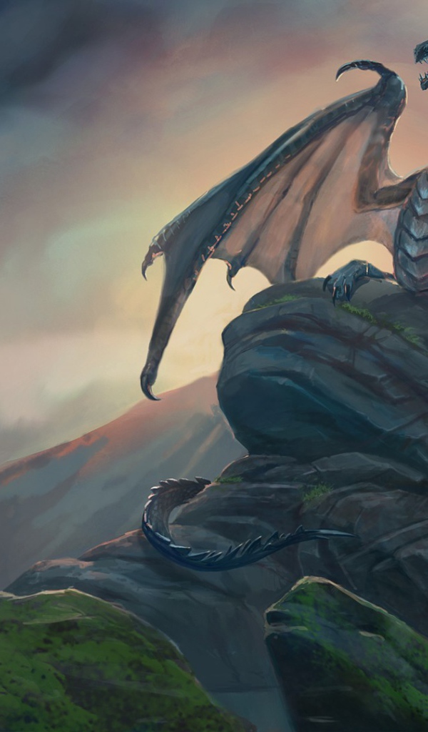 Dragon sitting on a rock