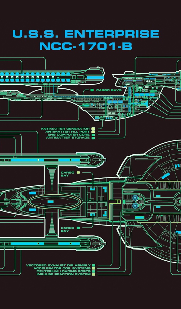 Чертеж корабля Энтерпрайз, сериал Звездный путь