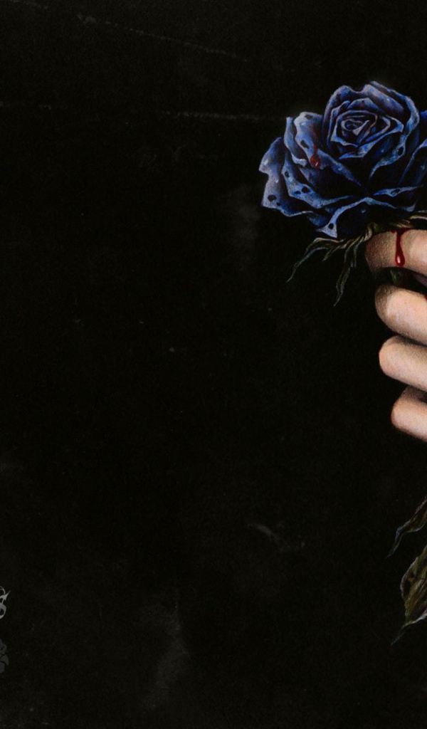 Капли крови на розе и руке