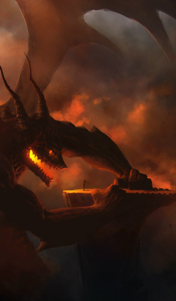 Огненный дракон разговаривает с человеком