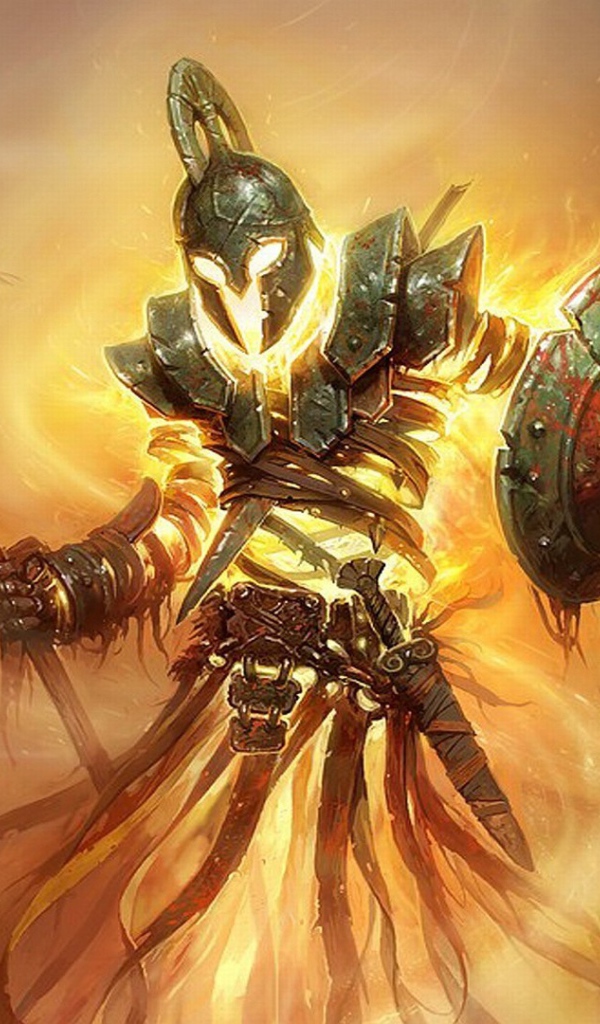 Огненный воин в греческих доспехах