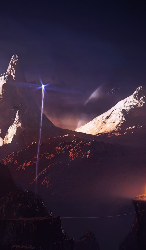 Вспышка на площадке в горах