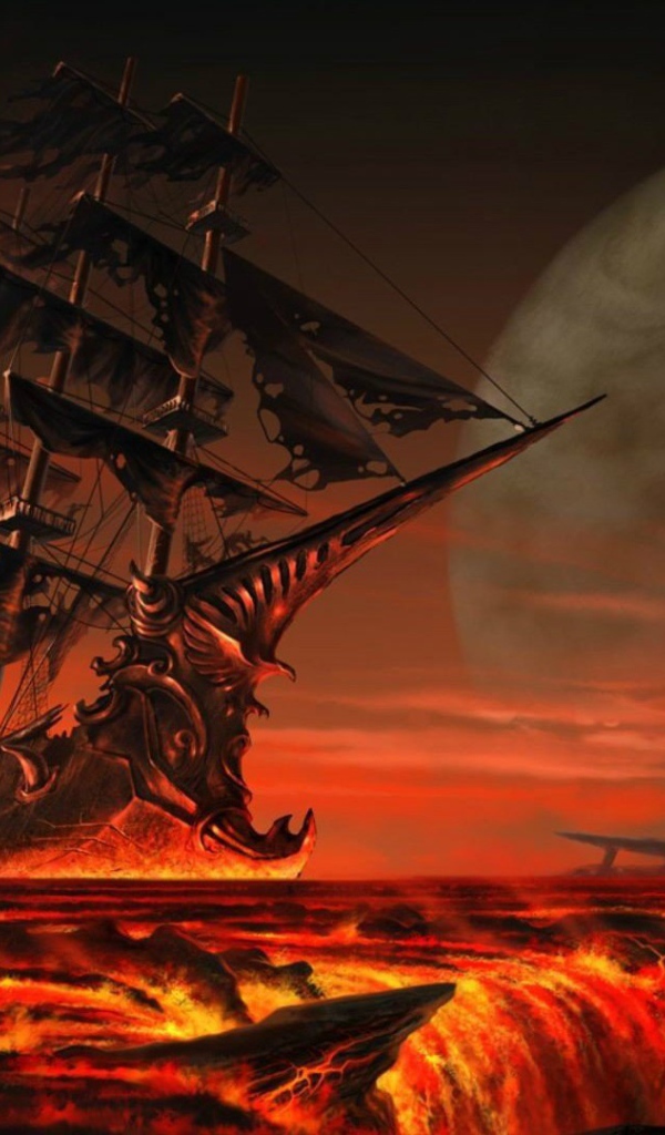 Корабль призрак в огненном море