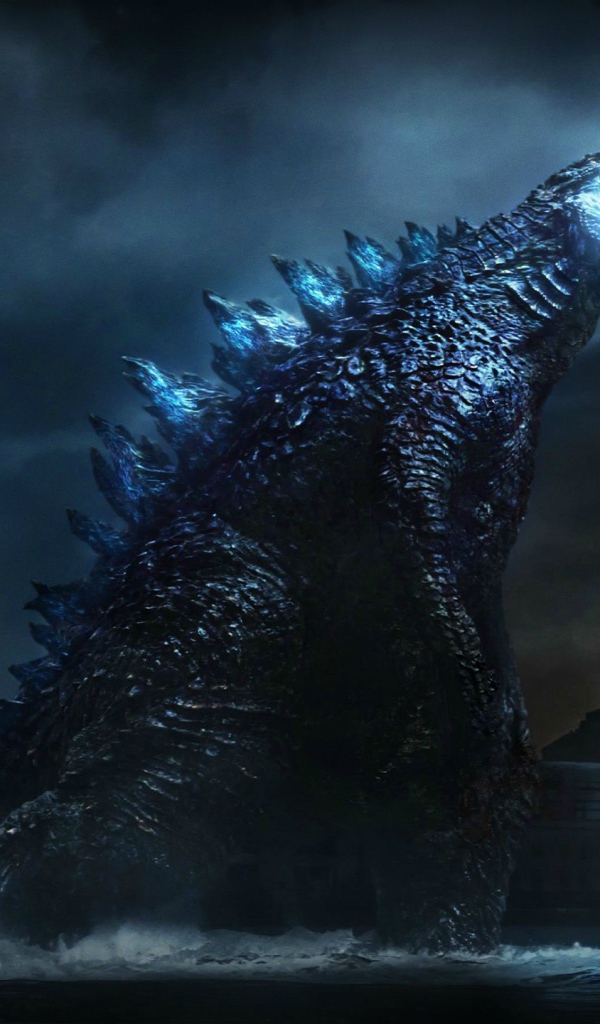 Годзилла извергает голубое пламя