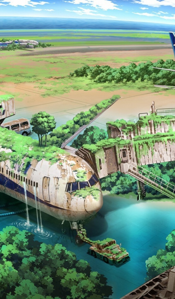 Поросшие травой руины аэропорта