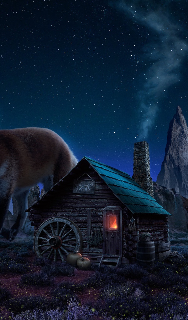 Огромные лисы в деревушке