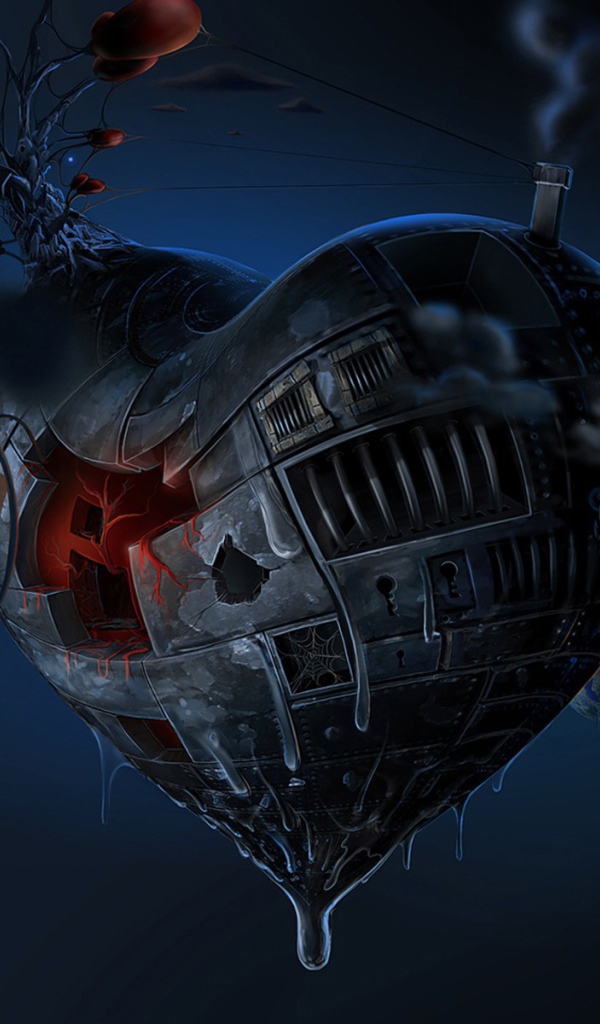 Железное сердце парит в невесомости