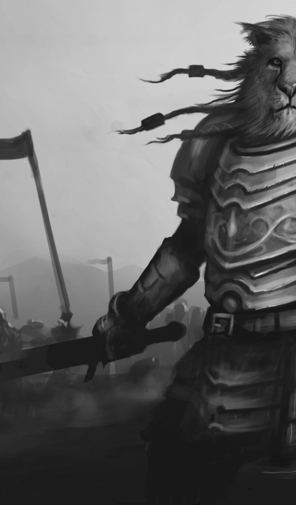 Лев в рыцарских доспехах