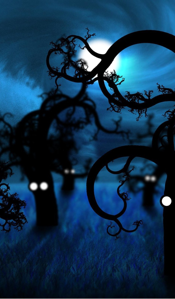 Живые деревья в полнолуние