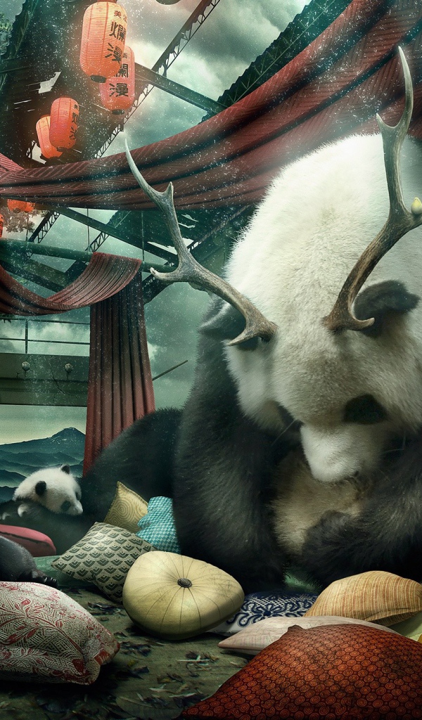 Мама панда с рогами