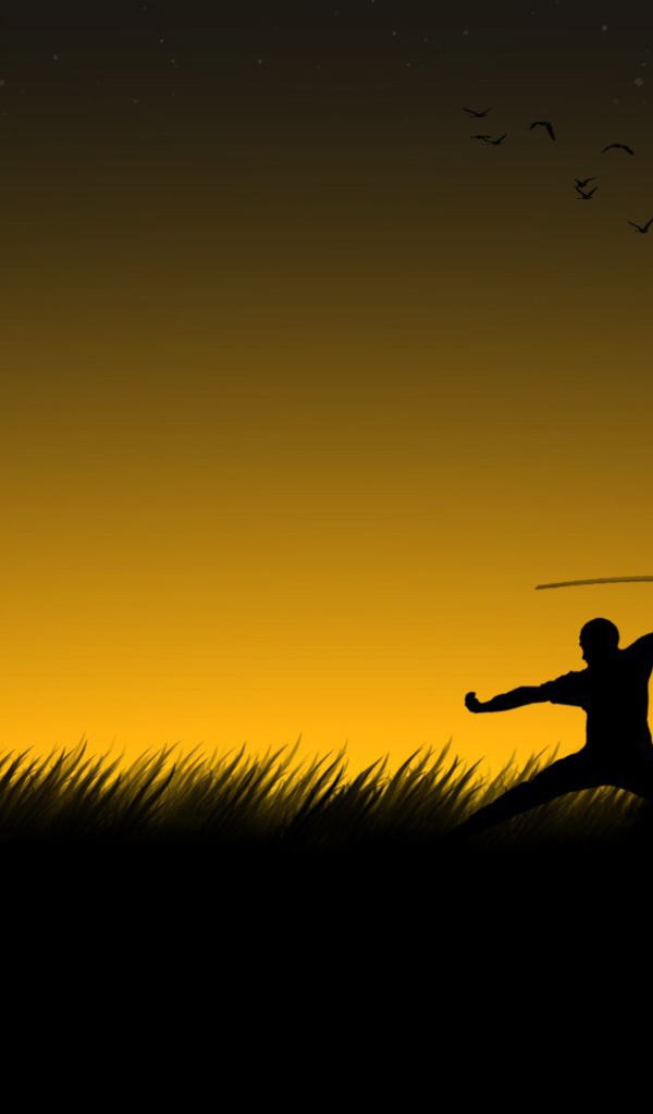 Хищник и Чужой в поле на закате