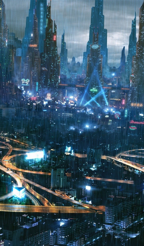 Дождь в городе будущего