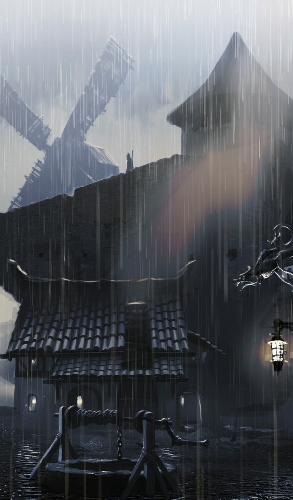 Дождь в старой деревушке