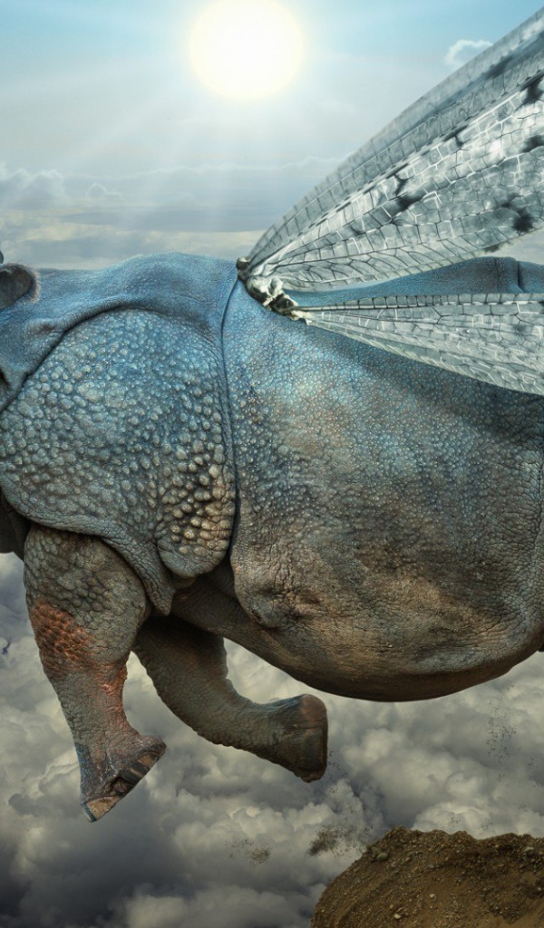 Носорог с крыльями стрекозы