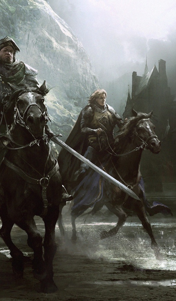 Всадники на лошадях в ущелье