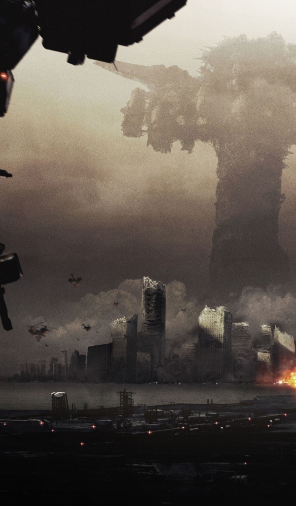 Робот во время войны в мегаполисе