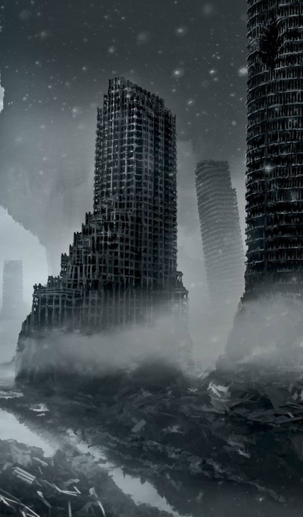 Руины небоскребов после бомбардировки