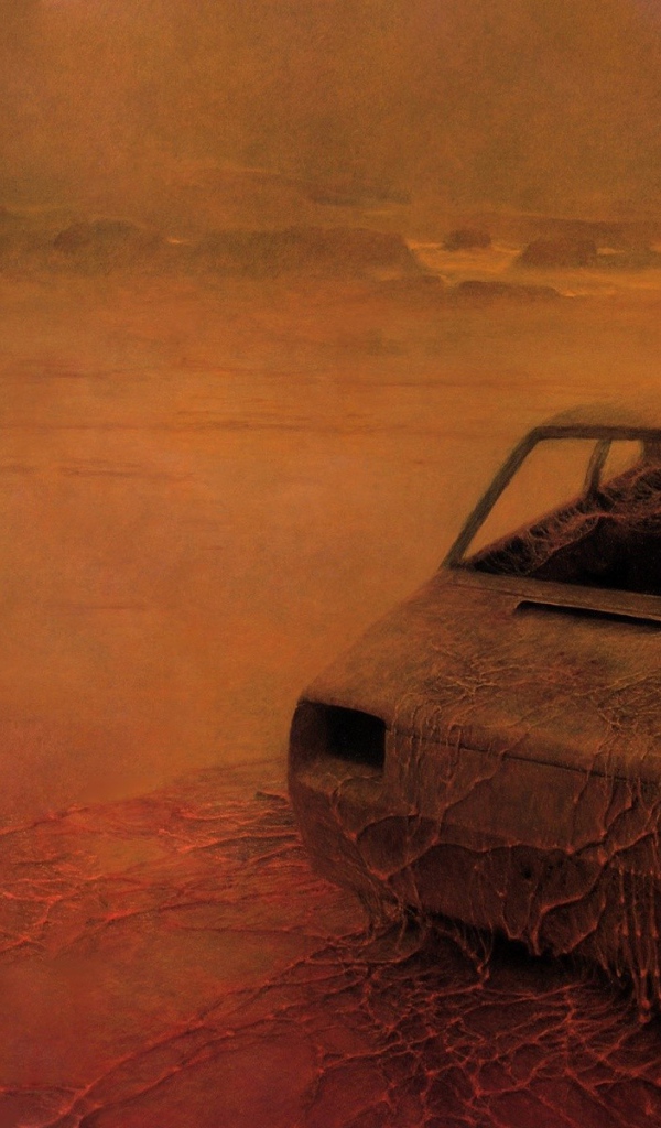 Ржавый корпус авто во всемирной пустыне