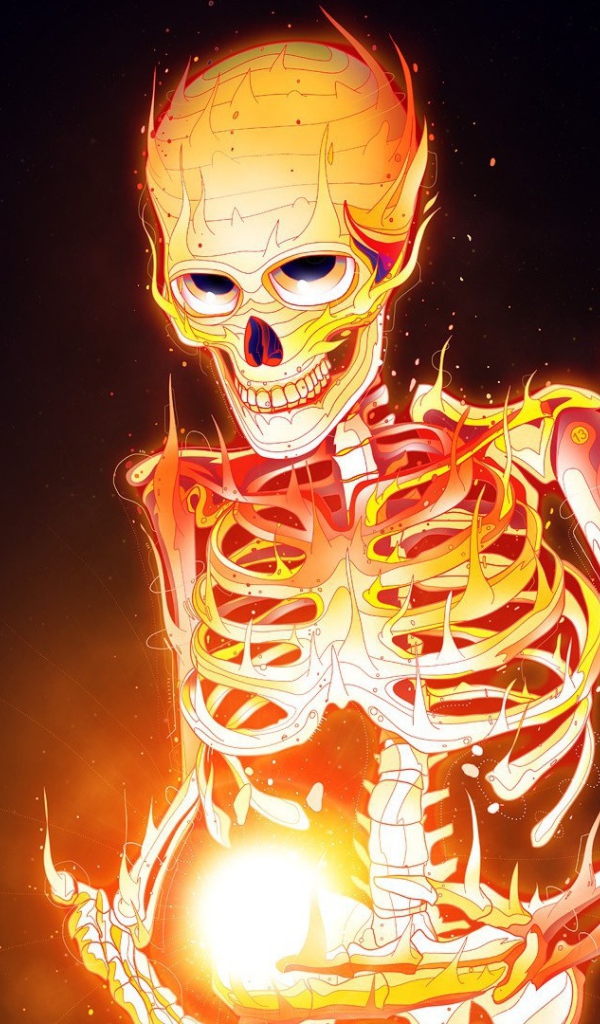 Скелет горит огнем