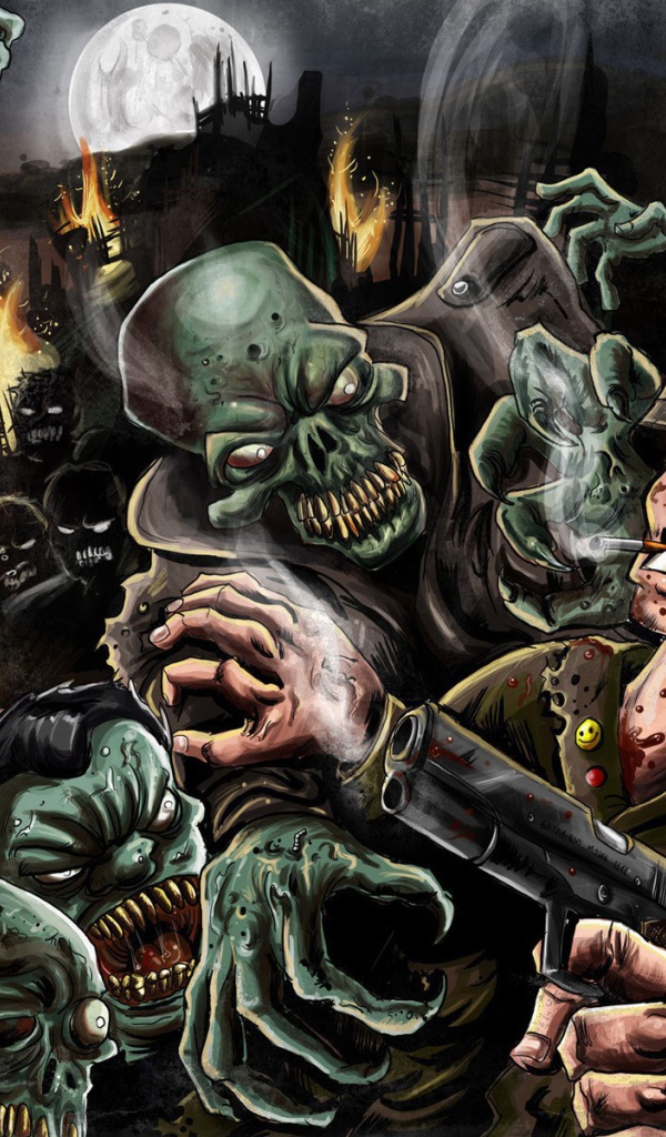 Солдат сражается с зомби