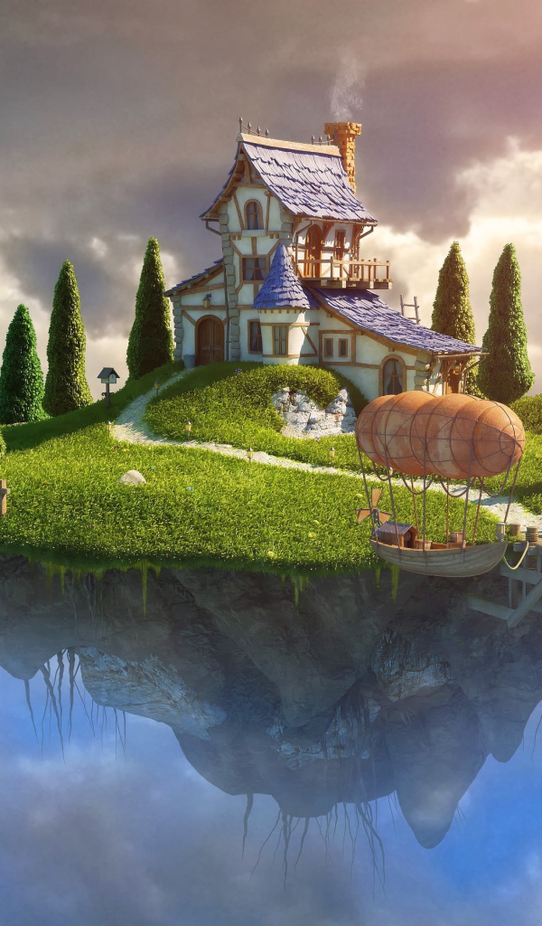 Дирижабль у летающего острова