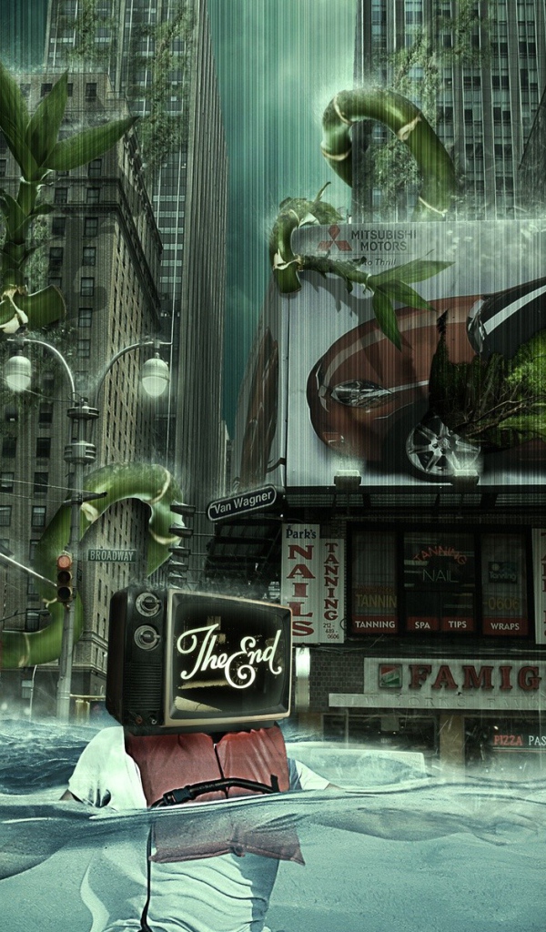 Город тонет в дожде и растениях