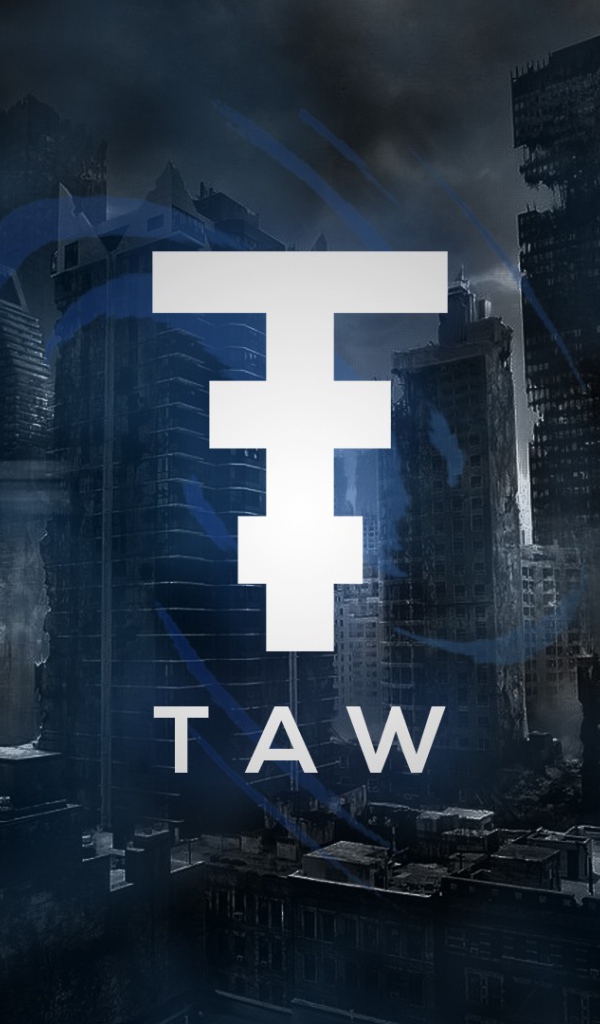 Логотип на фоне разрушенного мегаполиса