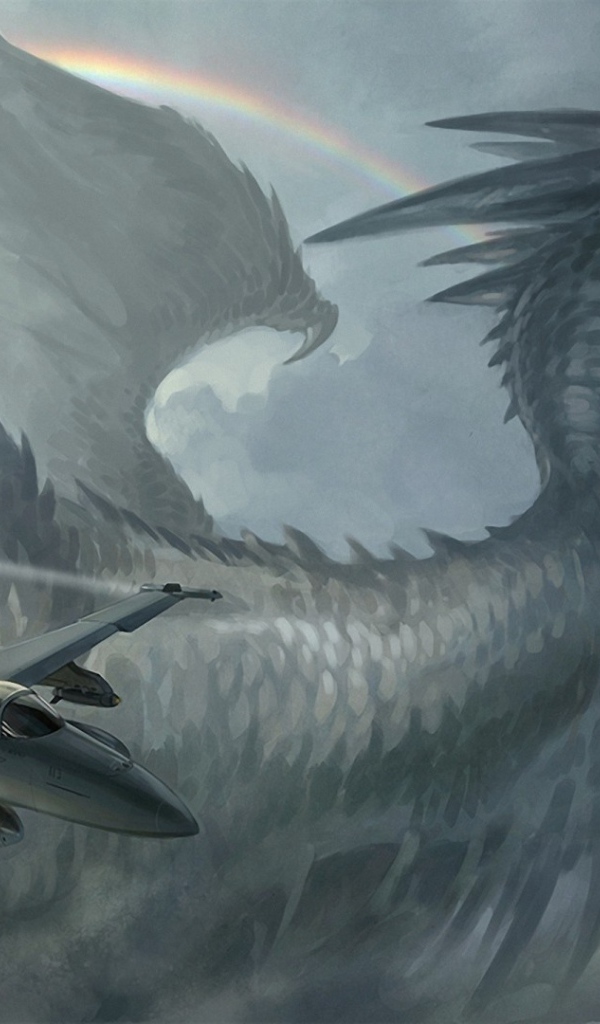 Самолет на фоне дракона