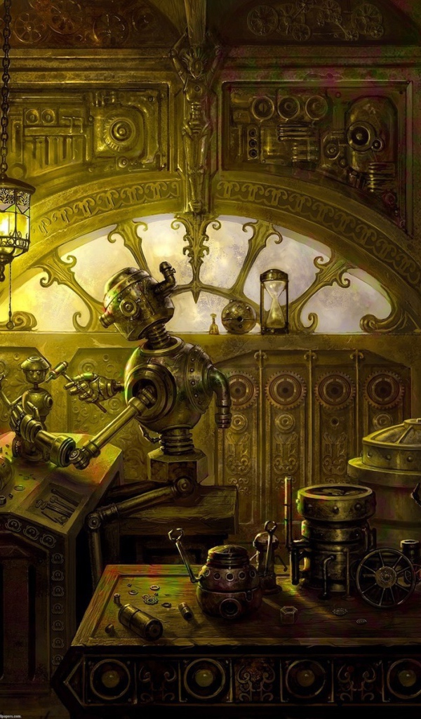 Роботы делают роботов, стимпанк