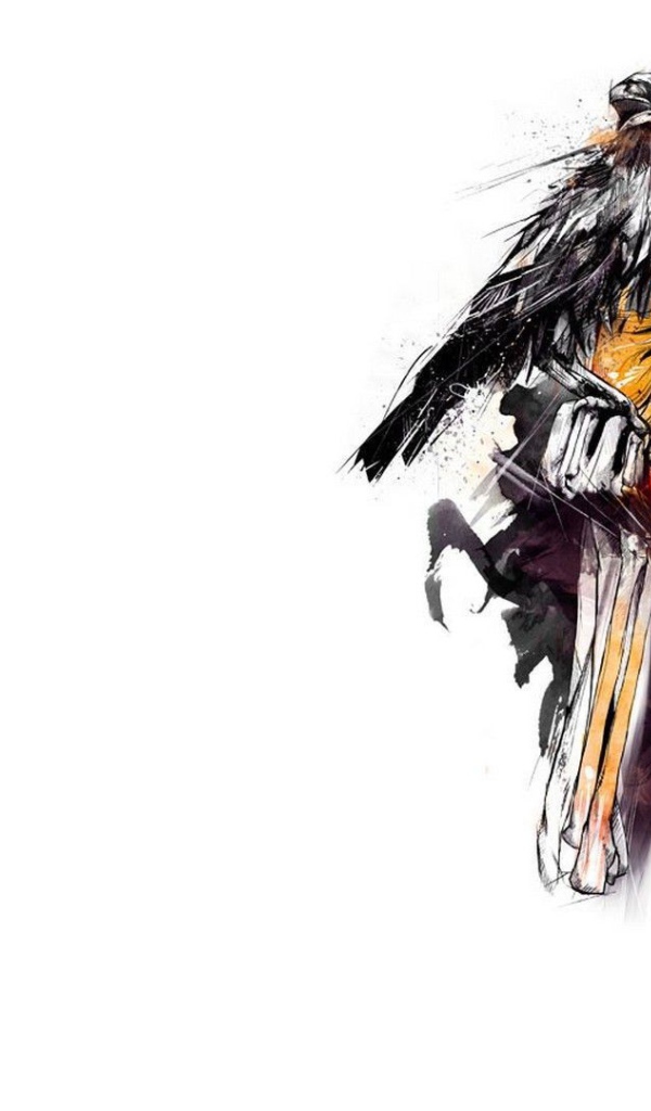 Скелет девушки с вороном на плече