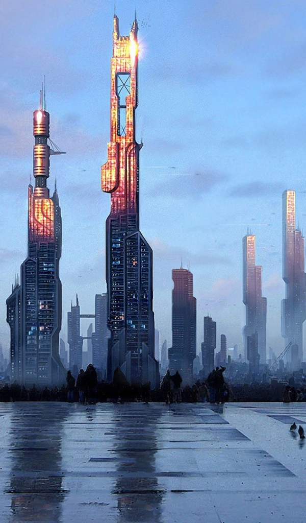 Прогулка по городской площади будущего