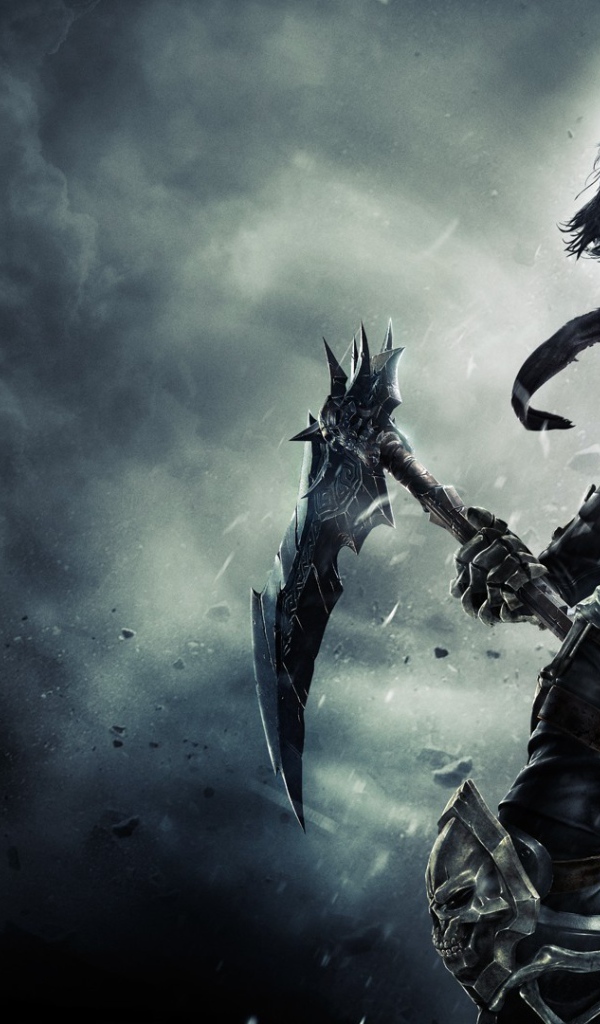 Воин в маске черепа с топорами