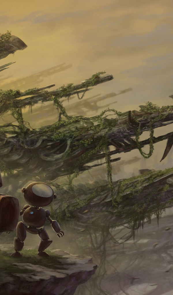 Девушка солдат с роботом помощником