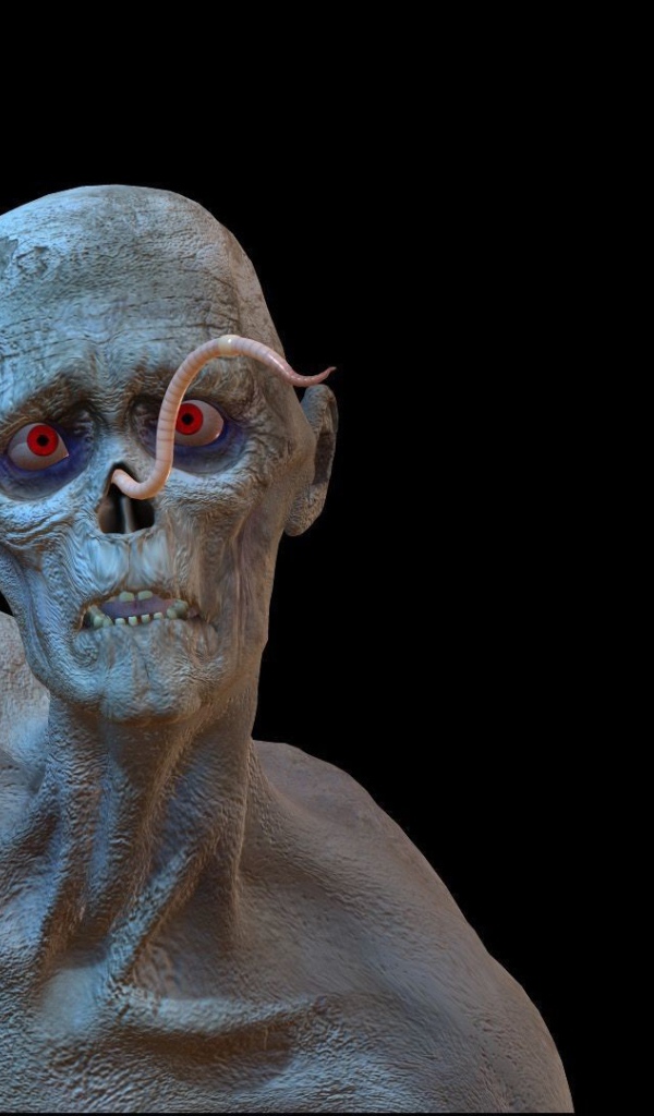 Червяк на лице зомби