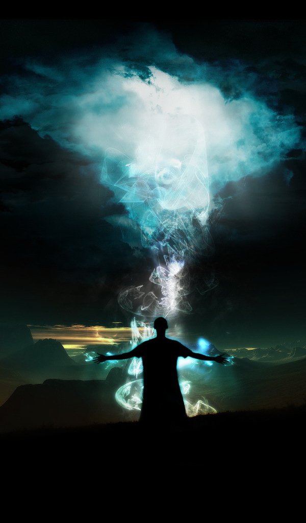 Колдун около магического костра