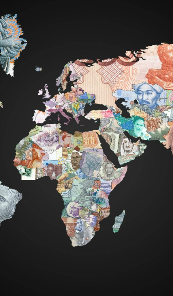 Money on the world map