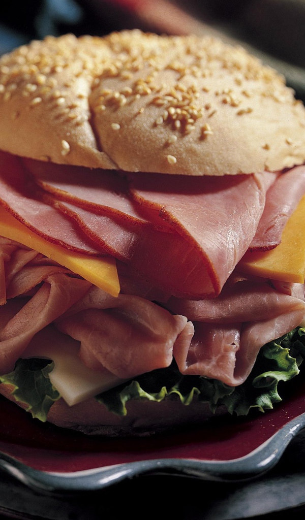 Аппетитный гамбургер с ветчиной