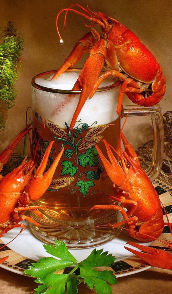 Пиво с вареными раками