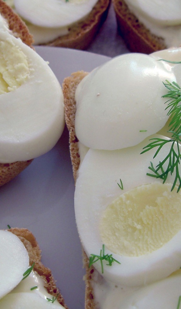 Вареные яйца с хлебом и укропом