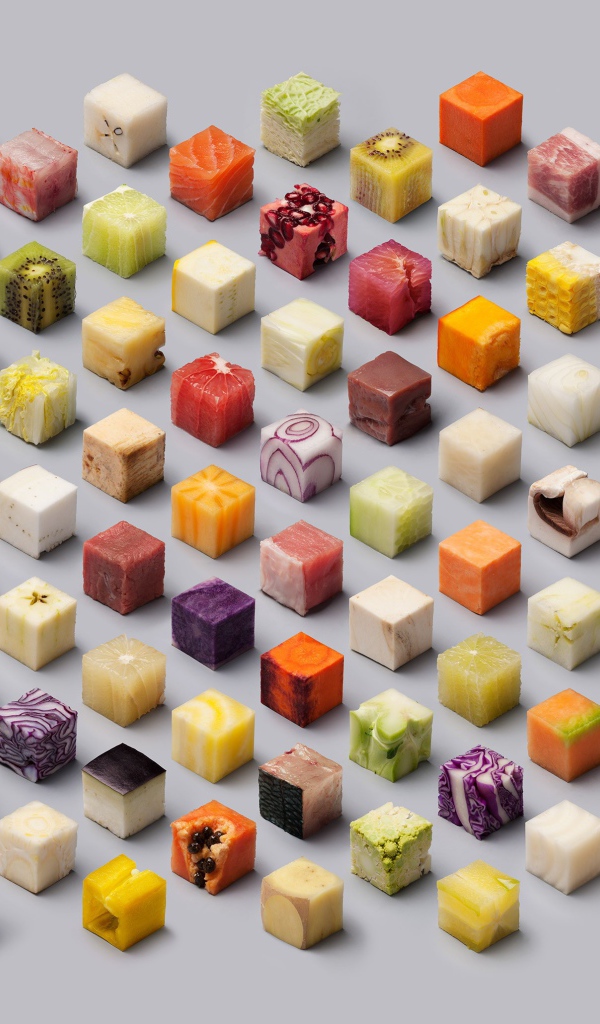 Кубики из различных продуктов