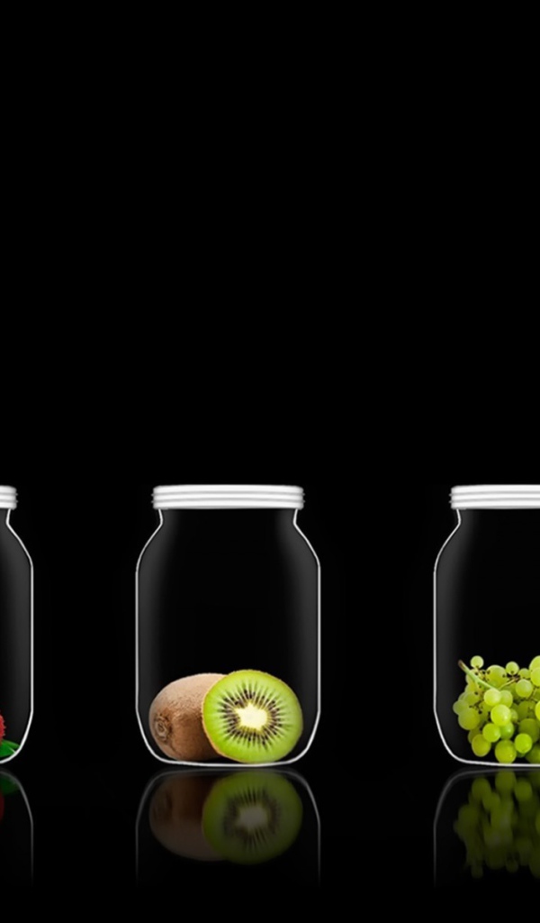 Нож и фрукты в банках